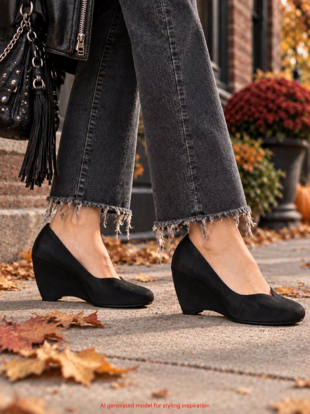 Sacha London Black Calf Hair Suede Platform Wedge Shoes Size 8